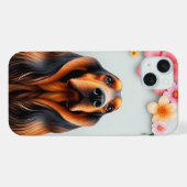 キュートなアフガンハウンド 豪華な花柄の犬のデザイン iPhoneケース (裏面横)