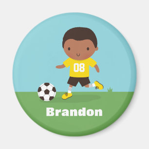 キュートなアフリカ系アメリカ人のサッカー少年マグネット マグネット