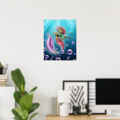 キュートなアフリカ系アメリカ人の人魚 ポスター (ホームオフィス)