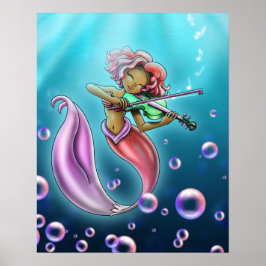 キュートなアフリカ系アメリカ人の人魚 ポスター