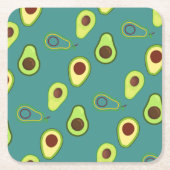 キュートなアボカドスライス夏の緑のグラデーションパターン スクエアペーパーコースター (正面)