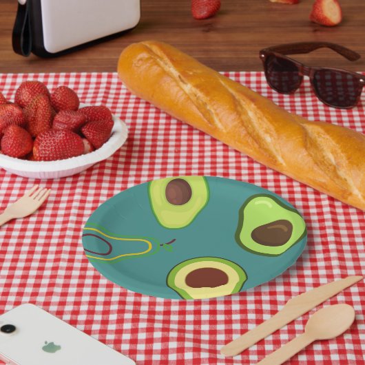 キュートなアボカドスライス夏の緑のグラデーションパターン ペーパープレート (ピクニック)