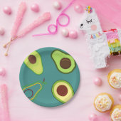 キュートなアボカドスライス夏の緑のグラデーションパターン ペーパープレート (パーティー)