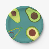 キュートなアボカドスライス夏の緑のグラデーションパターン ペーパープレート (正面)