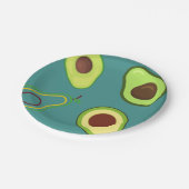 キュートなアボカドスライス夏の緑のグラデーションパターン ペーパープレート (アングル)