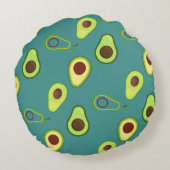 キュートなアボカドスライス夏の緑のグラデーションパターン ラウンドクッション (裏面)