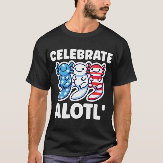 キュートなアメリカのアクソロテルス7月4日の赤白青 Tシャツ (正面)