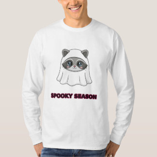 キュートなアライグマの幽霊 ハロウィン スウェット Tシャツ