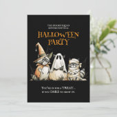 キュートなアライグマ スクイー・スクワッド 面白いハロウィンパーティー 招待状 (スタンド正面)