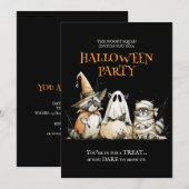 キュートなアライグマ スクイー・スクワッド 面白いハロウィンパーティー 招待状 (正面/裏面)