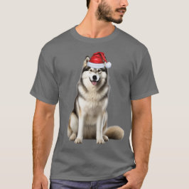 キュートなアラスカンマラミュートの犬好きの楽しいクリスマス Tシャツ