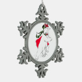 キュートなアラスカ野生生物クリスマススノーフレークオーナメント。 スノーフレークピューターオーナメント (左)