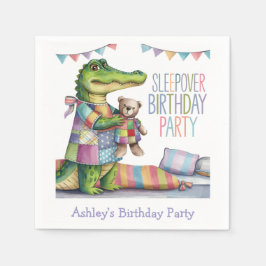 キュートなアリゲータースリープオーバーバースデーパーティー スタンダードカクテルナプキン