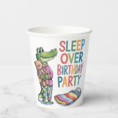 キュートなアリゲータースリープオーバーバースデーパーティー 紙コップ (裏面)