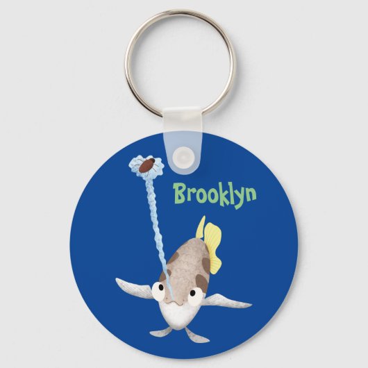 キュートなアーカイラフィッシュ漫画イラストレーション キーホルダー (正面)