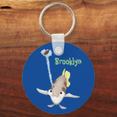 キュートなアーカイラフィッシュ漫画イラストレーション キーホルダー (正面)