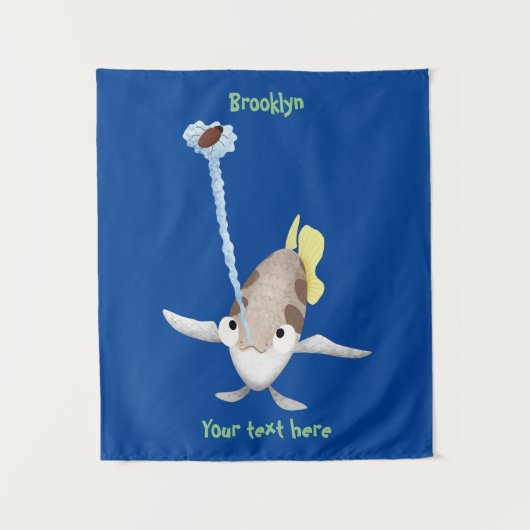 キュートなアーカイラフィッシュ漫画イラストレーション タペストリー (正面)