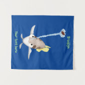 キュートなアーカイラフィッシュ漫画イラストレーション タペストリー (正面(横))