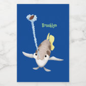 キュートなアーカイラフィッシュ漫画イラストレーション フードラベル (シングルラベル)