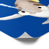 キュートなアーカイラフィッシュ漫画イラストレーション ポスター (角)