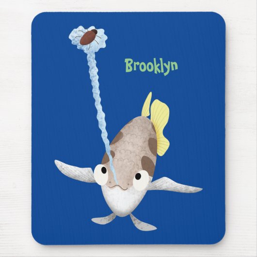 キュートなアーカイラフィッシュ漫画イラストレーション マウスパッド (正面)