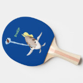 キュートなアーカイラフィッシュ漫画イラストレーション 卓球ラケット (横)