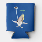 キュートなアーカイラフィッシュ漫画イラストレーション 缶クーラー (正面)