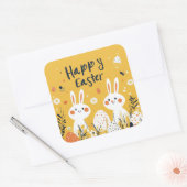 キュートなイエローイースターバンニースステッカー スクエアシール (封筒)