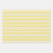 キュートなイエローグレージオメトリックビーストライプのかわいらし ラッピングペーパーシート (正面)