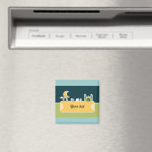 キュートなイスラムの子供モスクの漫画ムスリム名 マグネット (インサイチュ (食洗機))