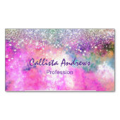 キュートなイリデスゲン銀フェイクグリッター マグネット名刺 (正面)