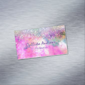 キュートなイリデスゲン銀フェイクグリッター マグネット名刺 (インサイチュ)
