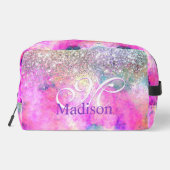 キュートなイリデセン銀フェイクグリッターモノグラム ドップキット (裏面)