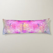 キュートなイリデセン銀フェイクグリッターモノグラム ボディピロー (裏面)