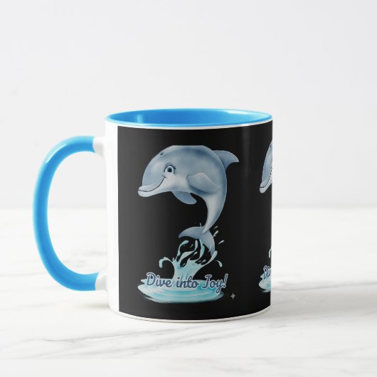 キュートなイルカのマグカップ – 喜びへダイブ | レトロオーシャンエス マグカップ (左)