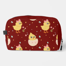 キュートなイースターのひよこ ピンクのリボンのシームレスパターン  ドップキット