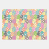 キュートなイースターの卵とブンニー、春チューリップ ラッピングペーパーシート (正面)