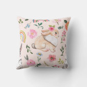 キュートなイースターウサギ花柄 クッション (裏面)