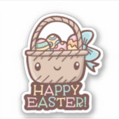 キュートなイースターカスタムバスケットカットビニールシール シール (正面)