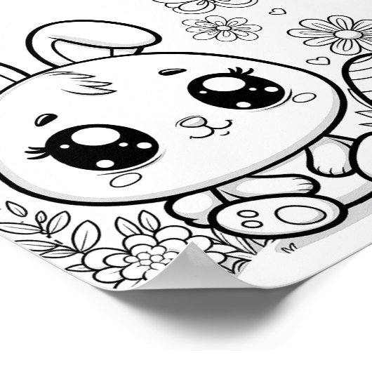 キュートなイースターカラーリングペ子供へージ ポスター (角)