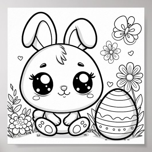キュートなイースターカラーリングペ子供へージ ポスター (正面)