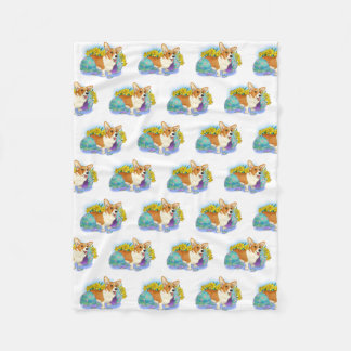 キュートなイースターコーギ フリースブランケット