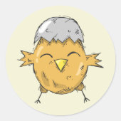 キュートなイースターシックとエッグシェルスケッチ ラウンドシール (正面)