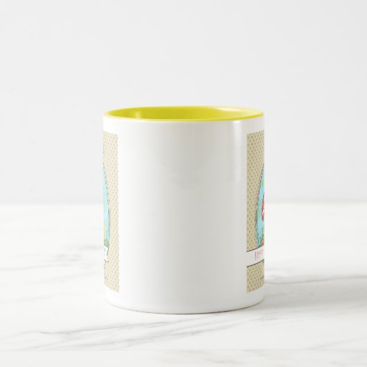 キュートなイースターシックとキノコハッピーイースター ツートーンマグカップ (中央)