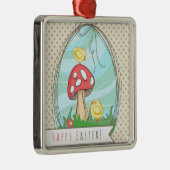 キュートなイースターシックとキノコハッピーイースター メタルオーナメント (右)