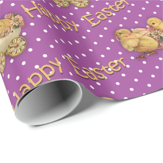 キュートなイースターシックパープルイースター ラッピングペーパー (ロールコーナー)