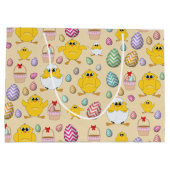 キュートなイースターチックパターン ラージペーパーバッグ (裏面)
