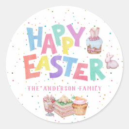 キュートなイースタートリート |イースターカラフル ラウンドシール