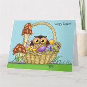 キュートなイースターバスケットフクロウ カード (正面)