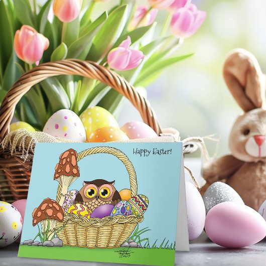 キュートなイースターバスケットフクロウ カード